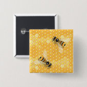 Honigbienen auf hellen Honigwabenmustern Button (Vorne & Hinten)