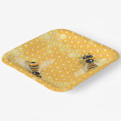 Honigbienen auf hellen Honigwabenmustern Pappteller (Gewinkelt)