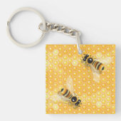 Honigbienen auf hellen Honigwabenmustern Schlüsselanhänger (Vorderseite)