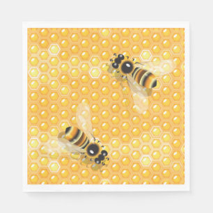Honigbienen auf hellen Honigwabenmustern Serviette