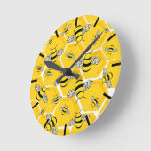 Honigbienen auf Honeycomb Niedlich Runde Wanduhr (Winkel)