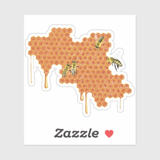 Honigbienen auf Honigwabenrüben, Honig, Biene Aufkleber (Blatt)