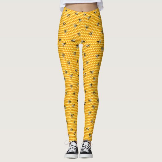 Honigbienen auf Honigwabenrüben Leggings (Vorderseite)