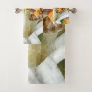 Honigbienen auf Lemon Blossom Wasserfarben Kunst Badhandtuch Set