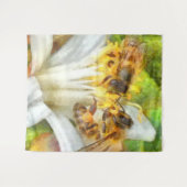 Honigbienen auf Lemon Blossom Wasserfarben Kunst Wandteppich (Vorderseite (Horizontal))
