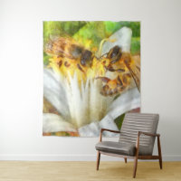 Honigbienen auf Lemon Blossom Wasserfarben Kunst