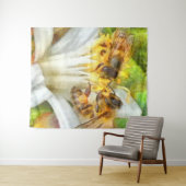 Honigbienen auf Lemon Blossom Wasserfarben Kunst Wandteppich (Beispiel (Horizontal))