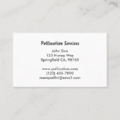 Honigbienen-Bestäubungs-Visitenkarte Visitenkarte (Rückseite)