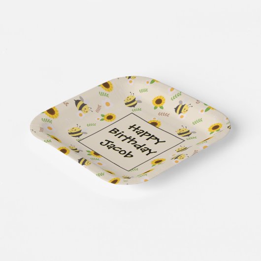 Honigbienen Birthday Paper Plate Pappteller (Gewinkelt)