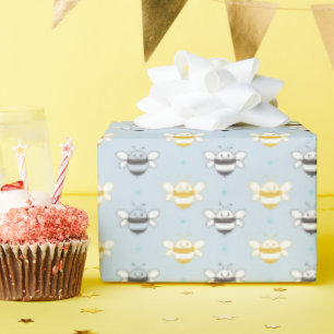Honigbienen blau lächeln geschenkpapier