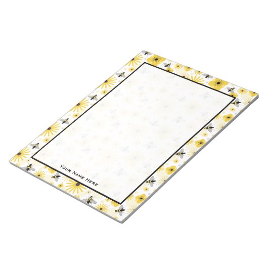 Honigbienen-Blume und Polka-Dots-Notepad Notizblock (angewinkelt)