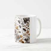 Honigbienen Blüten und Blätter Muster doodle Kunst Kaffeetasse (VorderseiteRechts)
