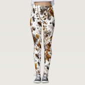 Honigbienen Blüten und Blätter Muster doodle Kunst Leggings (Vorderseite)