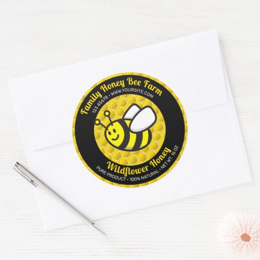 Honigbienen-Cartoon Runder Aufkleber (Umschlag)