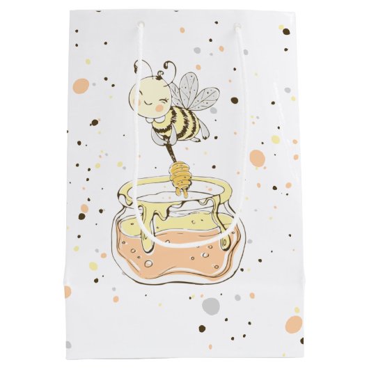 Honigbienen, Feen- und Baby-Bienen im nahtlosen Mu Mittlere Geschenktüte (Rückseite)