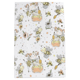 Honigbienen, Feen- und Baby-Bienen im nahtlosen Mu Mittlere Geschenktüte