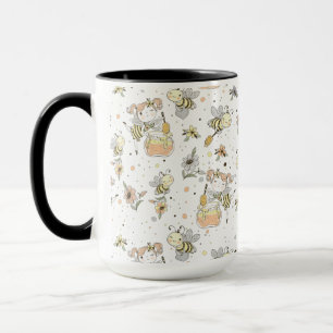 Honigbienen, Feen- und Babybienen in nahtlosem Mus Tasse