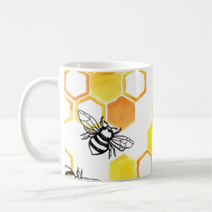 Honigbienen: Gelbes Aquarellmuster Kaffeetasse