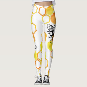 Honigbienen: Gelbes Aquarellmuster Leggings