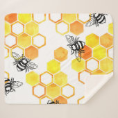 Honigbienen: Gelbes Aquarellmuster Sherpadecke (Vorderseite (Horizontal))