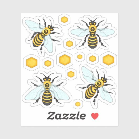 Honigbienen Honeycomb Beehive Apiary Bumblebee Set Aufkleber (Blatt)