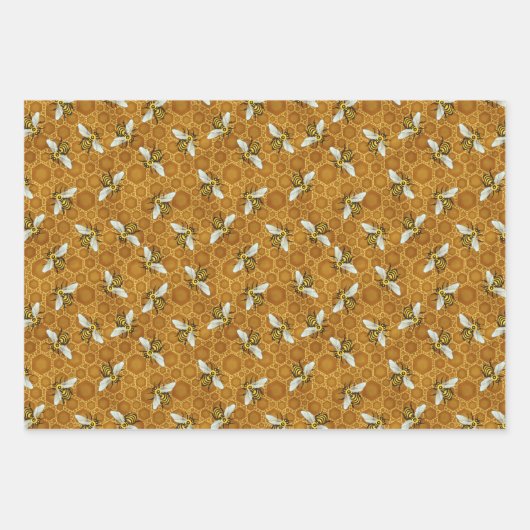 Honigbienen Honeycomb Bienen Apiary Patterns Geschenkpapier Set (Vorderseite 3)