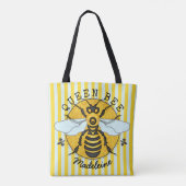 Honigbienen-Hummel-Bienenkönigin-Honig Stripes Tasche (Rückseite)