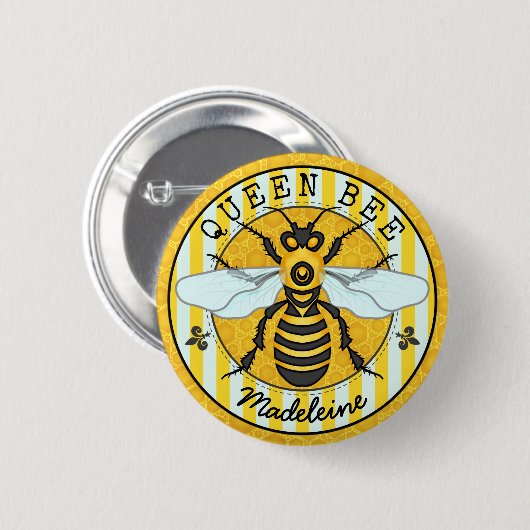 Honigbienen-Hummel-Königin-Biene hübsches | Button (Vorne & Hinten)