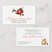 Honigbienen in der Rote Rose Visitenkarte (Vorne/Hinten)