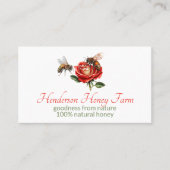 Honigbienen in der Rote Rose Visitenkarte (Vorderseite)