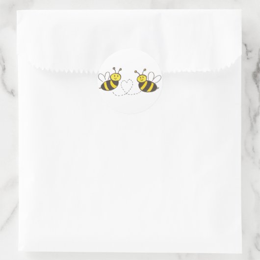 Honigbienen mit Heart Round Sticker (Tasche)