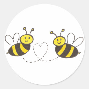 Honigbienen mit Heart Round Sticker