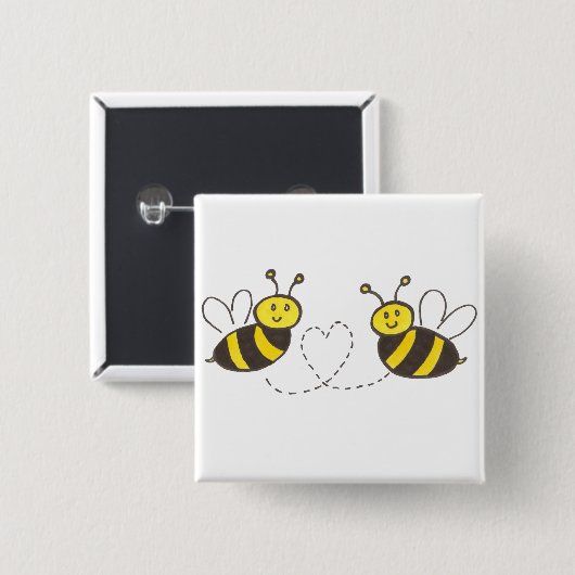 Honigbienen mit Herz Button (Vorne & Hinten)