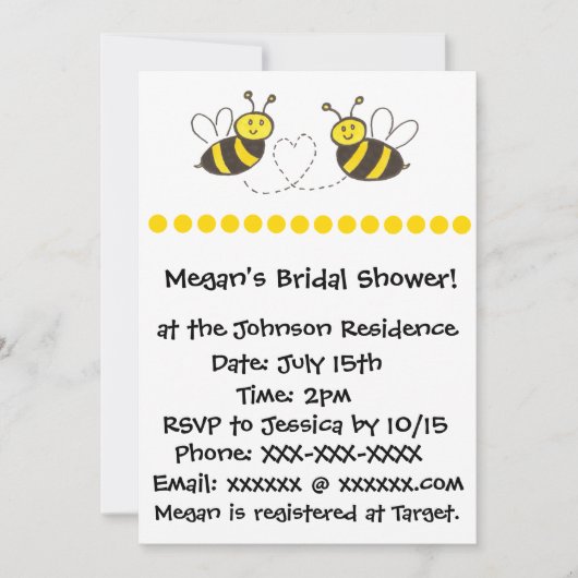 Honigbienen mit Herz Einladung (Vorderseite)