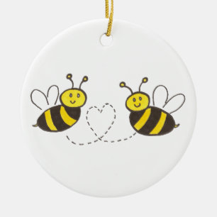 Honigbienen mit Herz Keramikornament