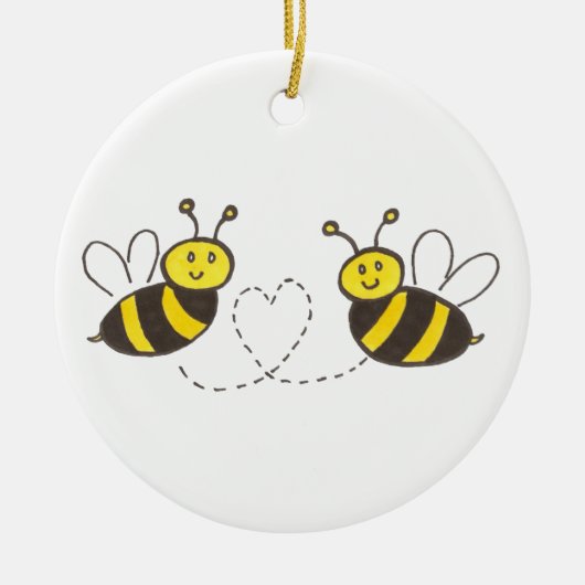 Honigbienen mit Herz Keramikornament (Vorne)