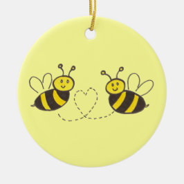 Honigbienen mit Herz Keramikornament
