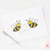 Honigbienen mit Herz Ovaler Aufkleber (Umschlag)