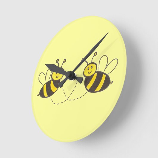 Honigbienen mit Herz Runde Wanduhr (Winkel)