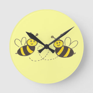 Honigbienen mit Herz Runde Wanduhr