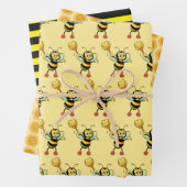 Honigbienen mit Herz- und Honigwabenmuster Geschenkpapier Set (Beispiel)