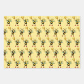 Honigbienen mit Herz- und Honigwabenmuster Geschenkpapier Set (Vorderseite)