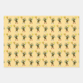 Honigbienen mit Herz- und Wabenmuster Geschenkpapier Set (Vorderseite)