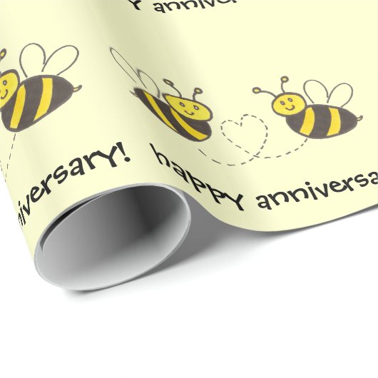 Honigbienen mit Herzenslust zum Jubiläum! Geschenkpapier (Rolleneckpunkt)