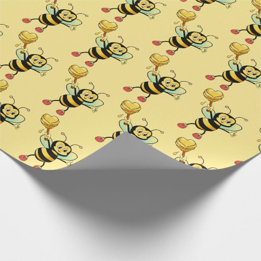 Honigbienen mit Herzmuster Geschenkpapier (Ecke)