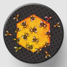 Honigbienen mit orangegelbem Hexagon zeichnend Kun