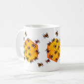 Honigbienen mit orangegelbem Hexagon zeichnend Kun Kaffeetasse (Vorderseite Links)