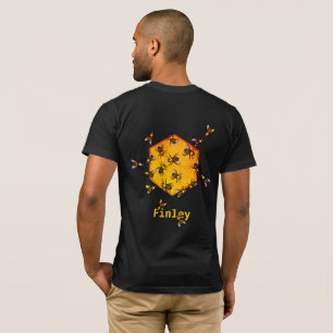 Honigbienen mit orangegelbem Hexagon zeichnend Kun T-Shirt