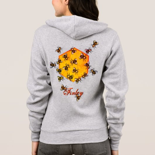 Honigbienen ・ Orange Gelb und Grau ・ Individuelle Hoodie (Rückseite)