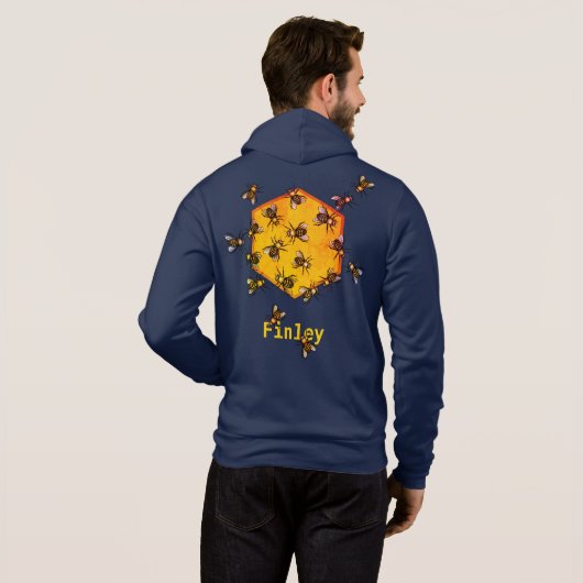 Honigbienen ・ Orange und Navy blau ・ Individuelle Hoodie (Schwarz voll)